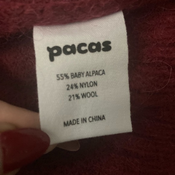 Pacas Men’s Alpaca Wool Sweater Quarter Zip NWT in Bordeaux Melange Red Size L - Picture 8 of 12